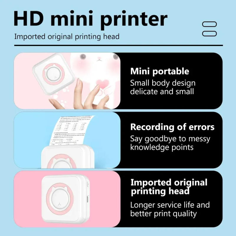 Description Picture 5 of itemOlaf Mini Printer Portable Thermal Stickers Paper Inkless Bluetooth Wireless Impresora Android IOS Portable Label Printer