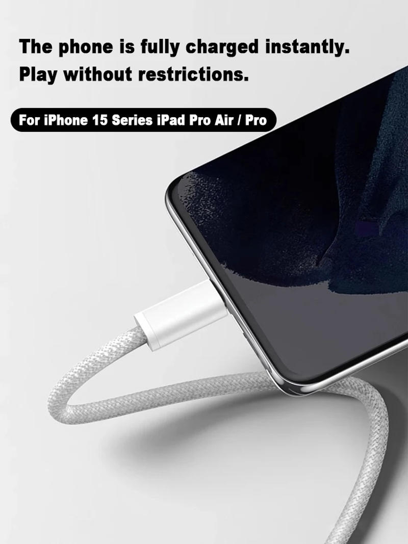 Description Picture 4 of item1m, 1.5m, 2m USB-C to USB-C Charging Cable – Ideal for iPhone 15 Plus Pro Max, iPad Pro, Air, and More