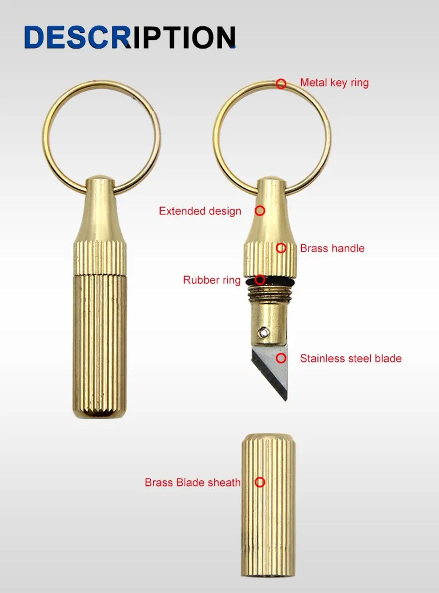 Description Picture 4 of itemPortable Keychain Brass Small Engraving Knife - Mini Capsule Engraving Knife