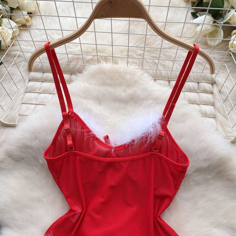 Description Picture 4 of itemChristmas Sheer Attractive Hot Lingerie Three-Piece Set