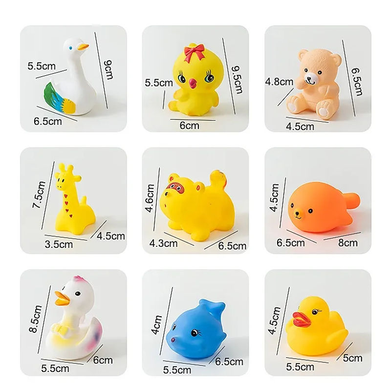 Description Picture 1 of itemBaby Cute Animals Bath Toy Set - Swimming Water Toys with Soft Rubber, Float, Squeeze Sound - Kids' Wash and Play Fun