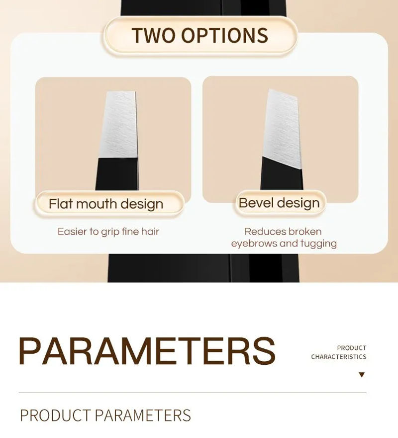 Description Picture 6 of itemGECOMO Stainless Steel Black Eyebrow Tweezer - Dual Slant and Flat Point Beauty Tools for Effortless Eyebrow Grooming and Ingrown Hair