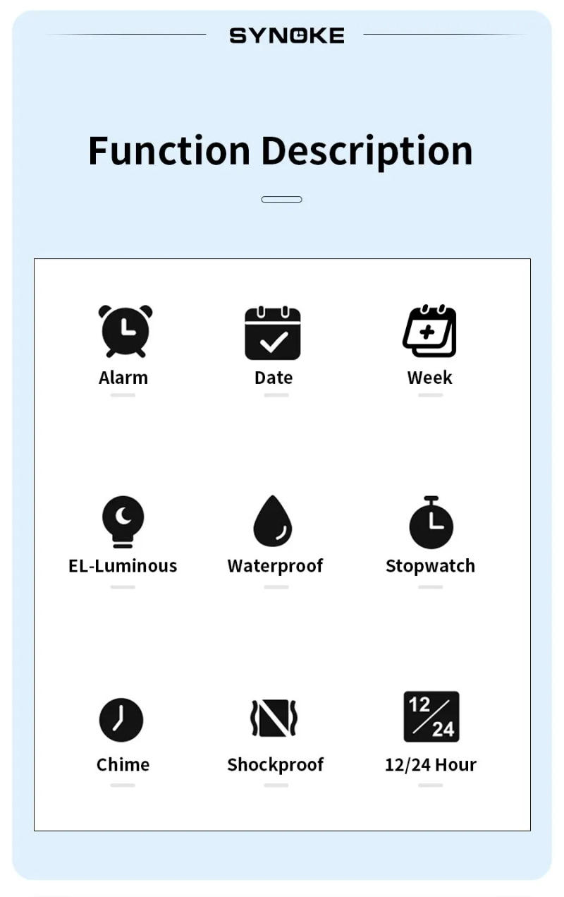 Description Picture 6 of itemSYNOKE Kids Electronic MultiFunction Watch