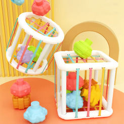 Colorful Shape Blocks Sorting Game - Montessori Learning Educational Toys for Babies Ages 0-12 Months