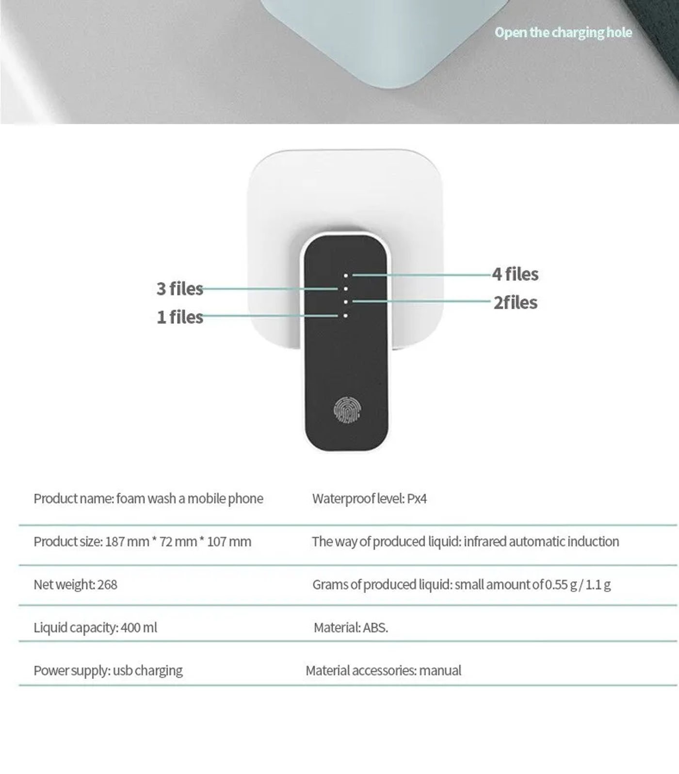 Description Picture 6 of itemAutomatic Inductive Soap Dispenser: Smart Hand Washing with Foam, Phone Holder, and Alcohol Spray