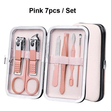 Professional 7 or 18-Piece Manicure Cutter and Nail Clipper Set: Household Stainless Steel Ear Spoon, Pedicure Scissors