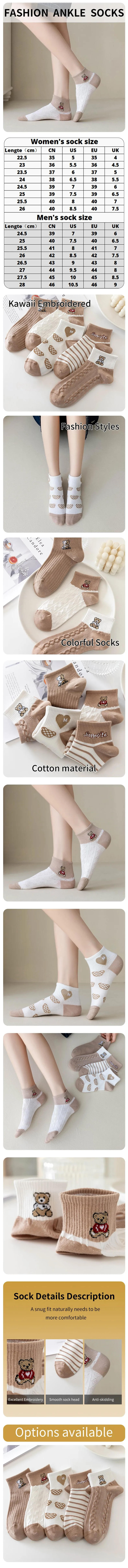 Description Picture 5 of item5 Pairs of Women's Retro Polyester Cotton Low Tube Socks