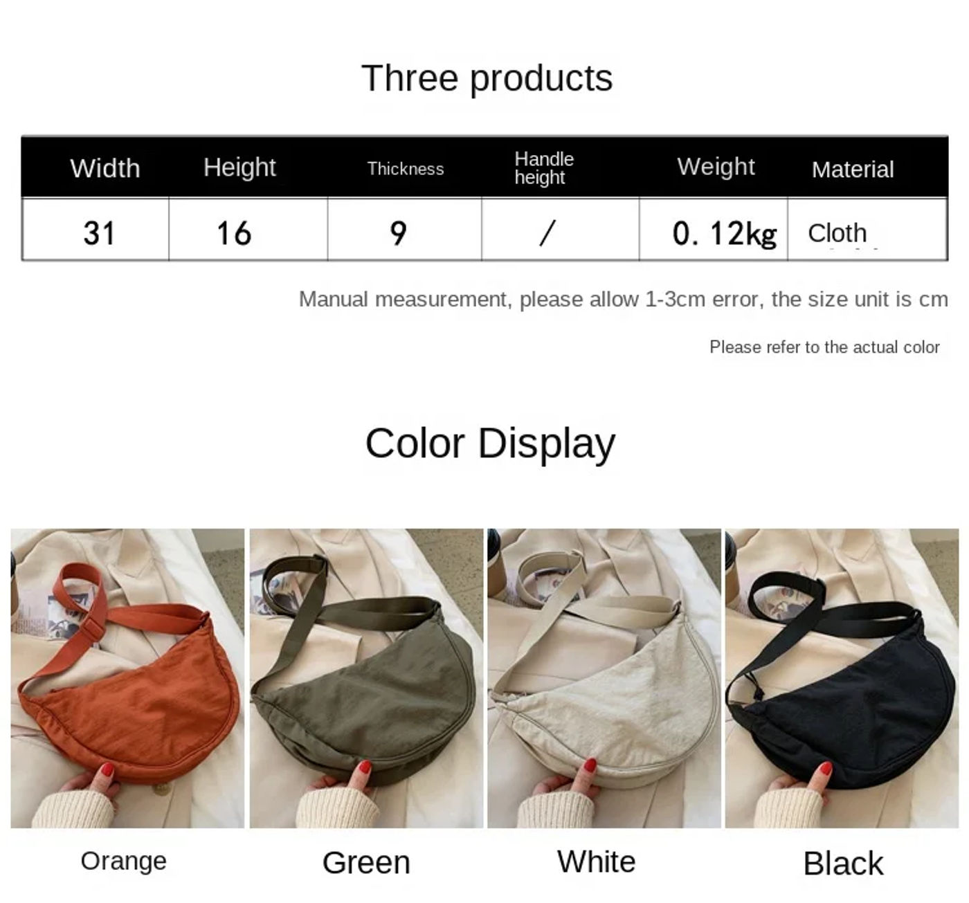 Description Picture 2 of item Casual Nylon Hobos Crossbody Bag - Designer Shoulder Bag with Large Capacity, Perfect for Travel and Shopping