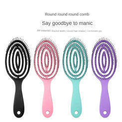 Relaxing Elastic Massage Comb Portable Hollow Hair Combs Scalp Massage Brush Salon Styling Tools Solid Color Circular Hair Brush