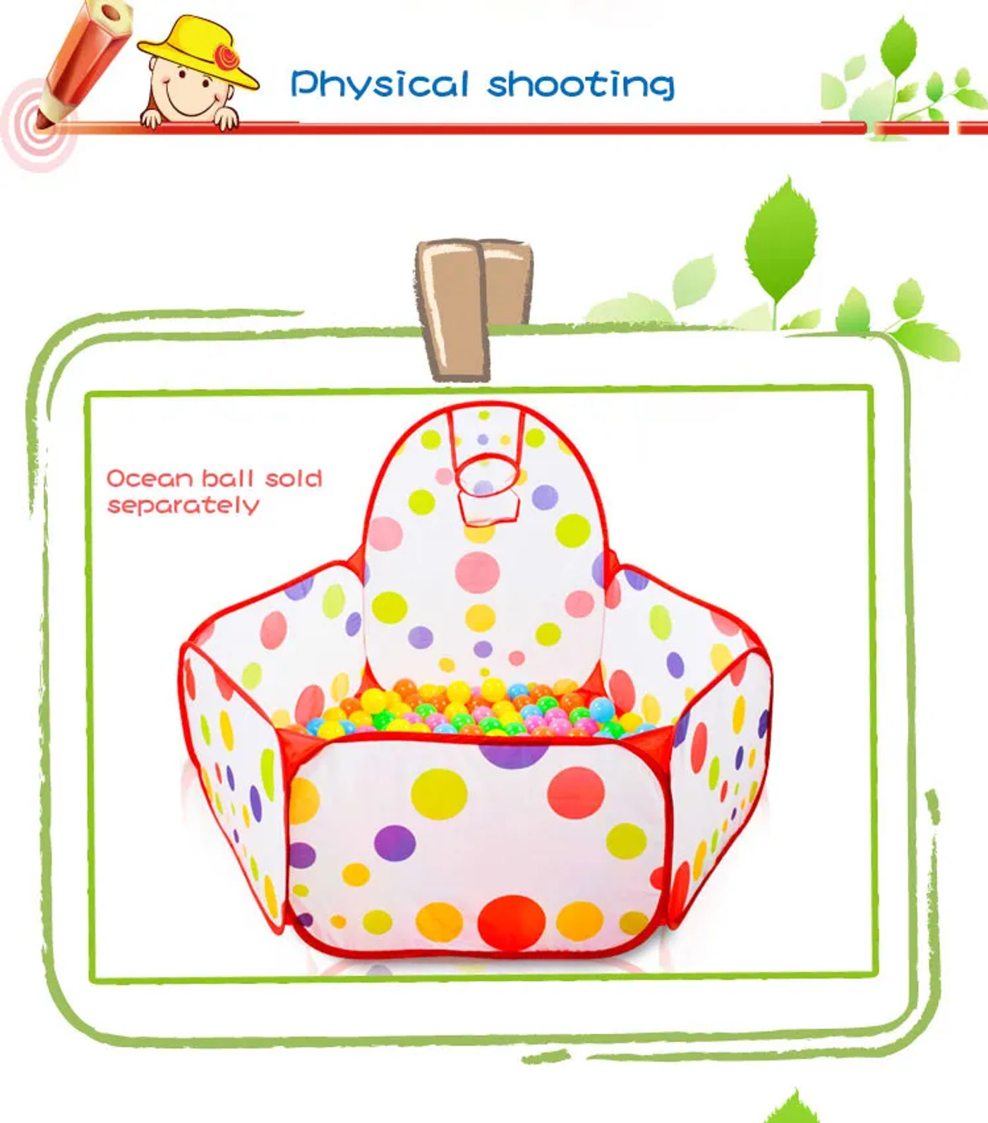 Description Picture 1 of item Children's Ocean Ball Pool with Basketball Basket - Bobo Pool Toy, 0.9M Diamete