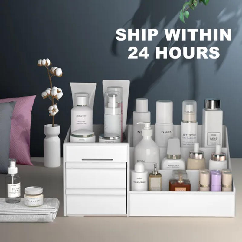 Description Picture 1 of itemChicSpace Large Capacity Cosmetic Storage Box: Versatile Makeup Drawer Organizer for Jewelry, Nail Polish