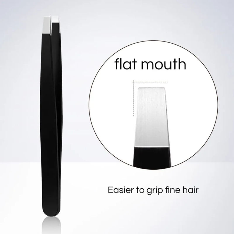 Description Picture 4 of itemGECOMO Stainless Steel Black Eyebrow Tweezer - Dual Slant and Flat Point Beauty Tools for Effortless Eyebrow Grooming and Ingrown Hair