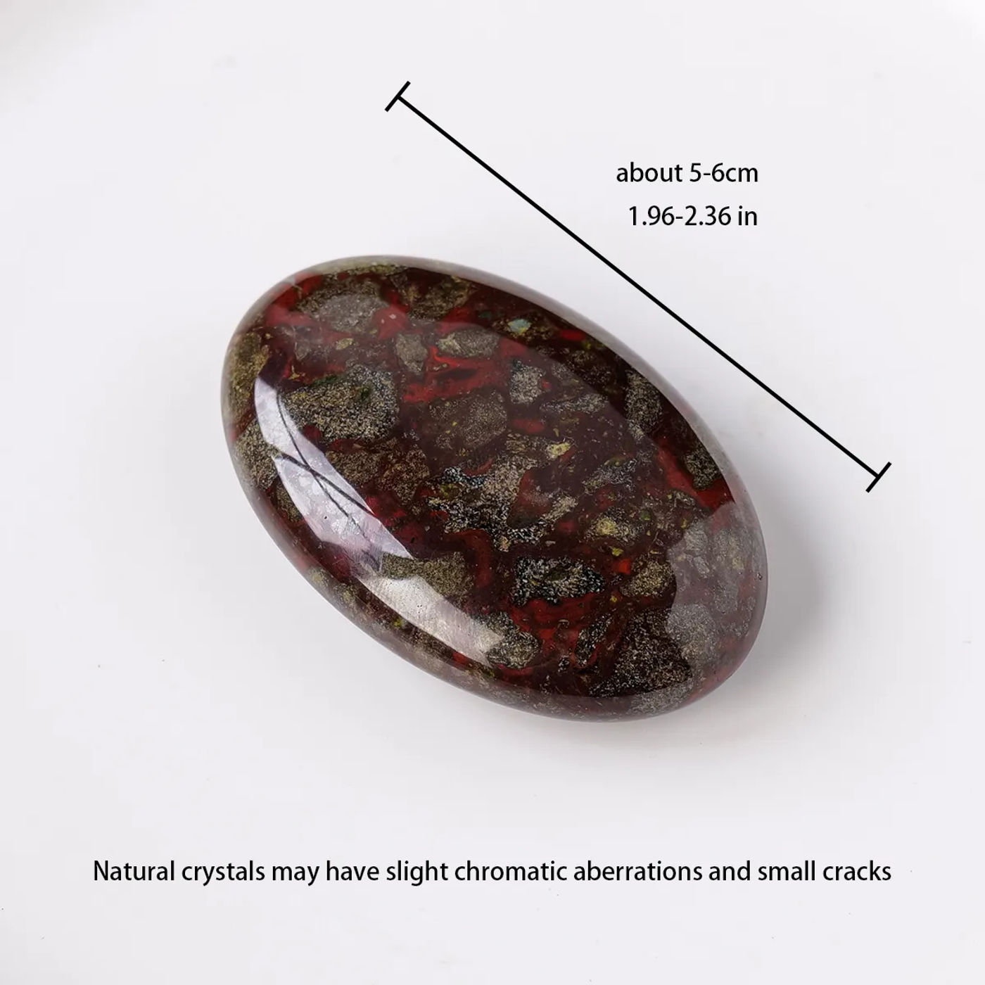 Description Picture 3 of item1PC Natural Dragon Blood Stone Hot Compress Stone - Healing Crystal Energy Fingertip Toy for Home Craft Decoration and Gifts
