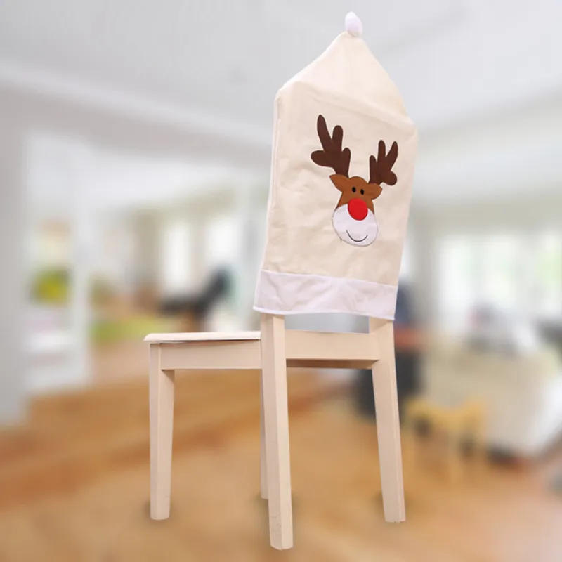 Description Picture 3 of item11-Piece Embroidered Deer Christmas Chair Cover Set - Festive Elk Xmas Chair Covers for Christmas Dinner Table Decor