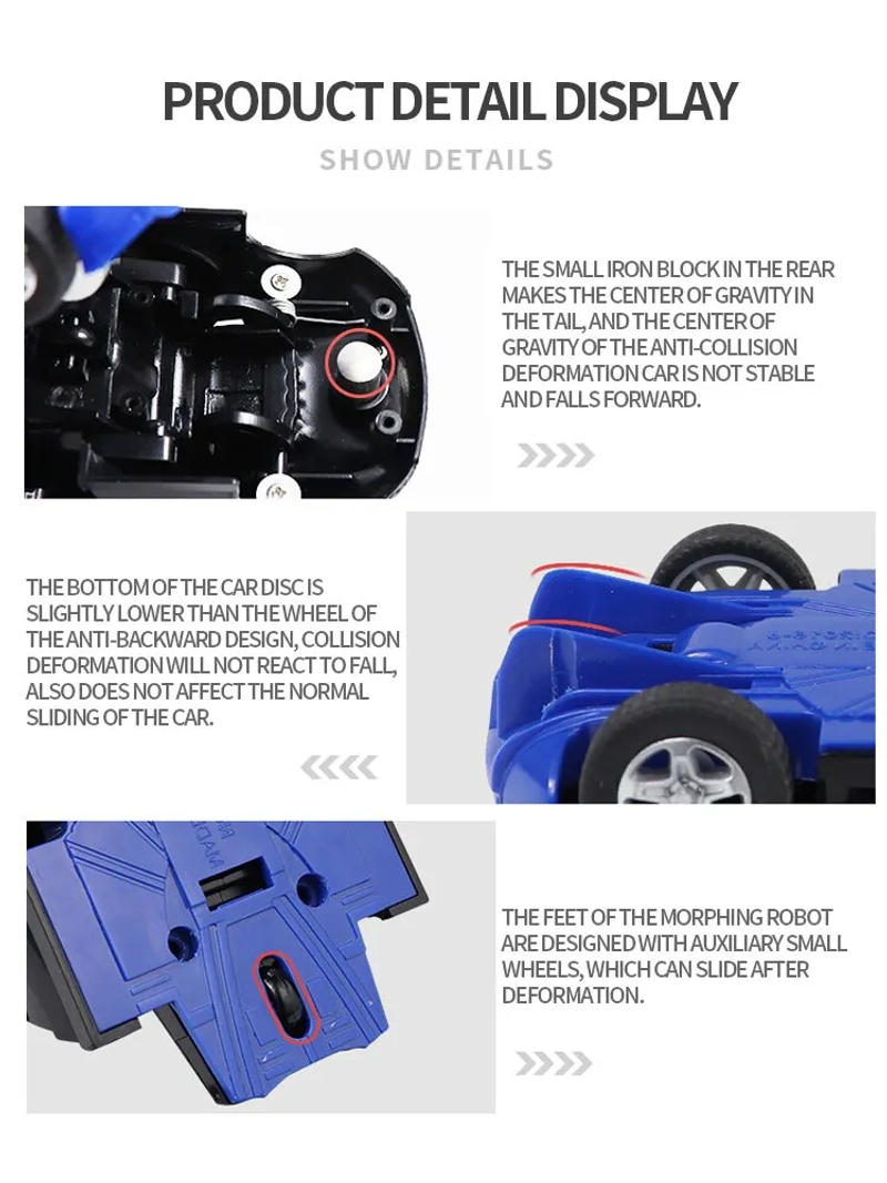 Description Picture 5 of itemTransform CarRobot Model: Automatic Deformation Push and Go Car Vehicle Toy - Race Car That Transforms, Perfect Easter Gift for Boys