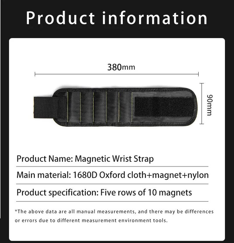 Description Picture 3 of itemMultifunctional Magnetic Wrist Strap with Screw Storage Bag - Portable Electrician Wrist Guard in Oxford Cloth