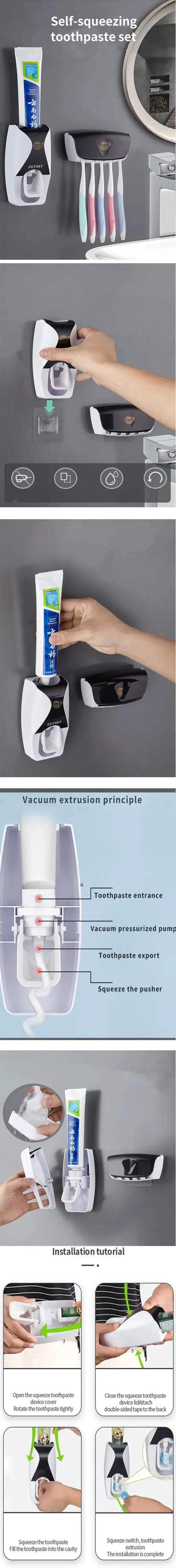 Description Picture 5 of itemAutomatic Toothpaste Dispenser and Wall-Mounted Toothbrush Holder Set 