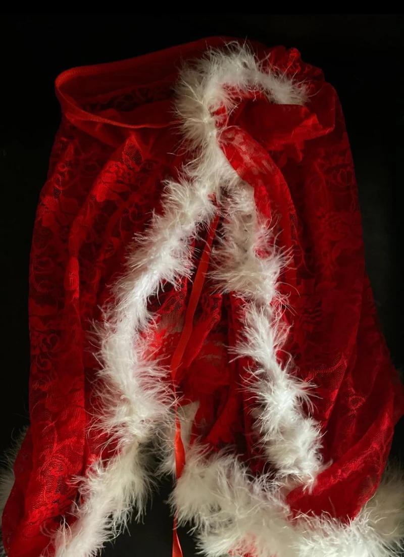 Description Picture 2 of itemMesh Lingerie Set: Lace Fluffy Babydoll Christmas Dress - Womens Christmas Pajama Sets for Festive Elegance