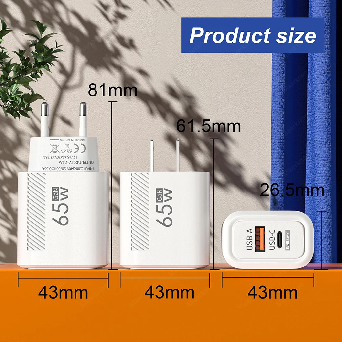 Description Picture 3 of itemUSB Charger – Fast Charging QC3.0 with USB-C Cable for iPhone, Huawei, Samsung, Xiaomi, and More