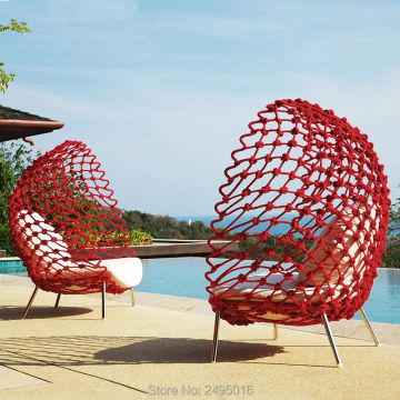 Egg leisure chair Balcony sofa chair hemp rope woven outside rattan furniture sun chair creative chair for indoor outdoor