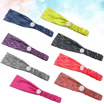 2pcs Stretch headband Button Hair Band Woman Head Sweat Absorption Hair Belt for Fitness Yoga Exercise Sports (Random Color)