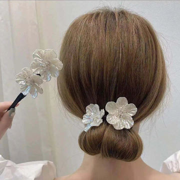 Hair Styling Tool Shell flower Bud head Ball head flower Bow Pearl Hair Pin Braid Maintenance Lazy Hair dish artifact Bun Maker