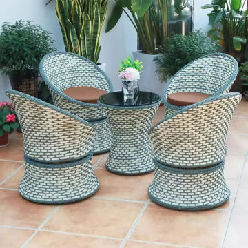 5 pcs Patio outdoor Wicker furniture set Swivel Chairs Table Garden Backyard Terrace Rattan Garden dining set waterproof custom