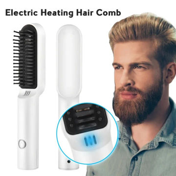 Hair Straightener Brush Hot Comb Ionic Straightening Brush Fast Ceramic Heating with Anti Scald Hot Straightening Comb Portable