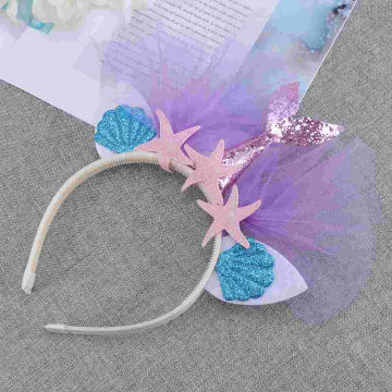 Tail Headband Glitter Shell Hairband Tiara Tail Headbands Party Hair Accessories for ( Style 2 )