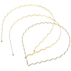 3pcs Metal Wavy Headband Sports Outdoors Hair Washing Headband Makeup Hair Hair Accessories for Men ( Golden )