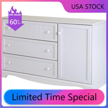 Savannah 3-Drawer Dresser with Door, Pure White