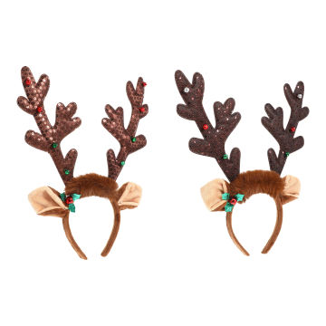 2pcs Party Hair Hoops Antler Decorative Sequined Hairbands Photo Prop Headwear Christmas Party Hair Accessories