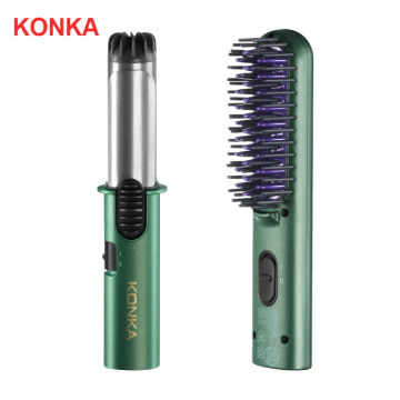 KONKA Ceramic Straightener Brush Electric Heat Comb Hair Curler Portable Hairdressing Sets Hair Treatment Fast Heater & Dryer