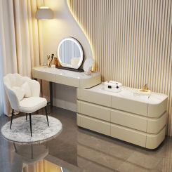 Narrow Nordic Drawers Light Dressing Table Girl Desings Aesthetic Texture Wood Dressing Table Mirror Chairs Tocador Furniture