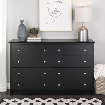 New Prepac Sonoma 8 Drawer Double Dresser for Bedroom, 15.75