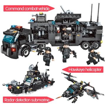 Children's building set with 715+ pieces Swat POLICE in a 3in1 kit