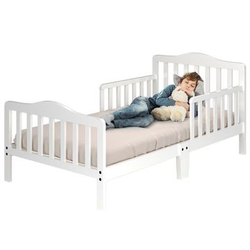 Goplus Classic Wooden Children's Bed with Guardrails