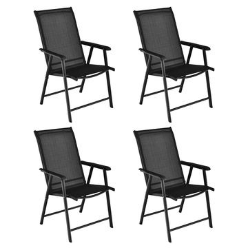 Goplus Giantex 4PCS Patio Folding Dining Chairs, Portable, Black