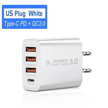 SwiftCharge Pro: 3-Port USB Type C Power Adapter, Fast Charging PD Wall Charger for Samsung, Xiaomi, iPhone, Qualcomm Quick Charge 3.0