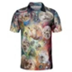 Funny Galaxy Cat 3d Print Short Sleeve Polo Shirts For Men Cartoon Kids Short Sleeve Harajuku Fashion Lapel Polo Shirt Tops Tees