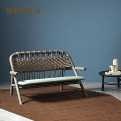 Balcony Sofa Rattan Leisure Chair Outdoor Furniture Sun Room Solid Wood Designer Open-Air Backrest Lazy Rocking Chair Small