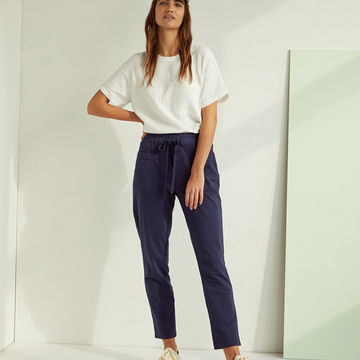 100% COTTON TROUSERS WITH ELASTIC WAISTBAND