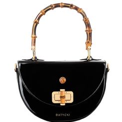 AMBER women's leather handbag vernice black