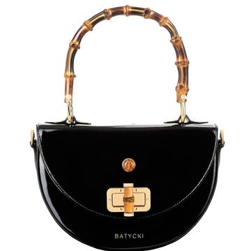 AMBER women's leather handbag vernice black