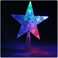 Radiant Christmas Magic 1PCS Color Changing Xmas Tree Topper Star with Shiny Rotating LED Light for Party Decoration