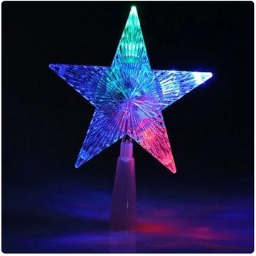 Radiant Christmas Magic 1PCS Color Changing Xmas Tree Topper Star with Shiny Rotating LED Light for Party Decoration