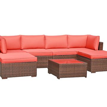 JARDINA 7 Pieces Outdoor Patio Sectional Set Wicker Garden Sofa Set