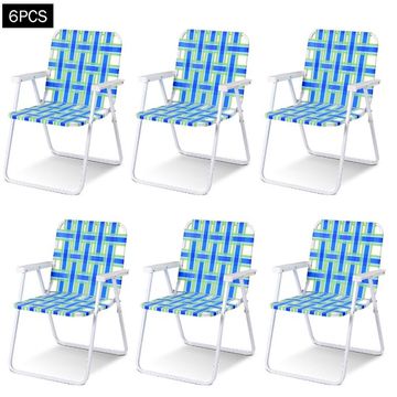 Goplus Costway 6pcs Folding Beach Chair, 1 Position, Blue