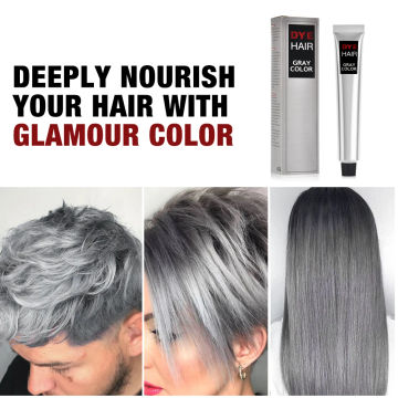 Gray Color Hair Dye Cream Unisex Smoky Gray Punk Style 100ml Light Grey Silver Permanent Hair Dye Color Cream Unisex Hair Creams