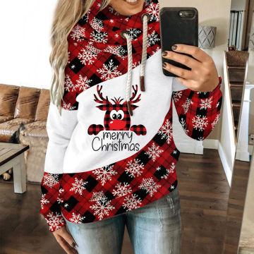 Women's Lady Warm Winter Christmas Jumper Pullover Sweater Coat Sweatshirts With Splice Collar And Ornaments Polyester 2022